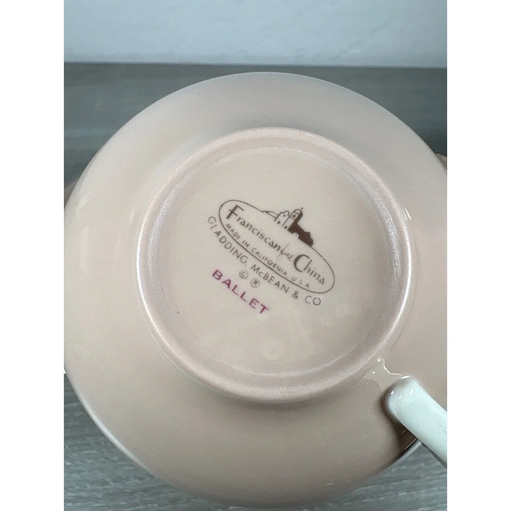 4 Sets Franciscan China Ballet Tea Cup Saucer Pink Dandelion Mid Century MCM